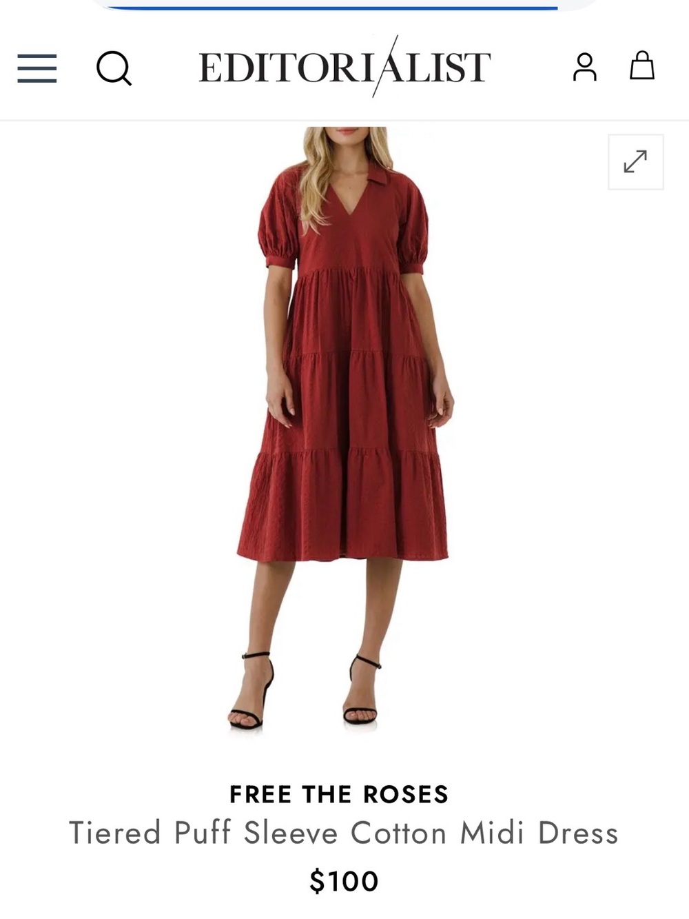 Free the Roses Crimson Tiered Collared Midi Dress